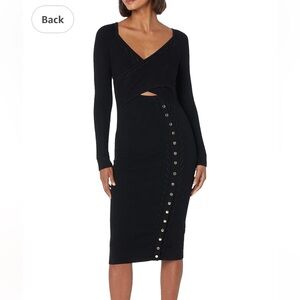 Guess Black Long Sleeve Sexy Sweater Dress Size L